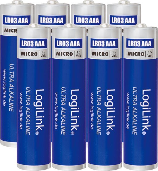 LogiLink - Piles alcalines Ultra Power AAA, 1,5 V, 8 pièces
