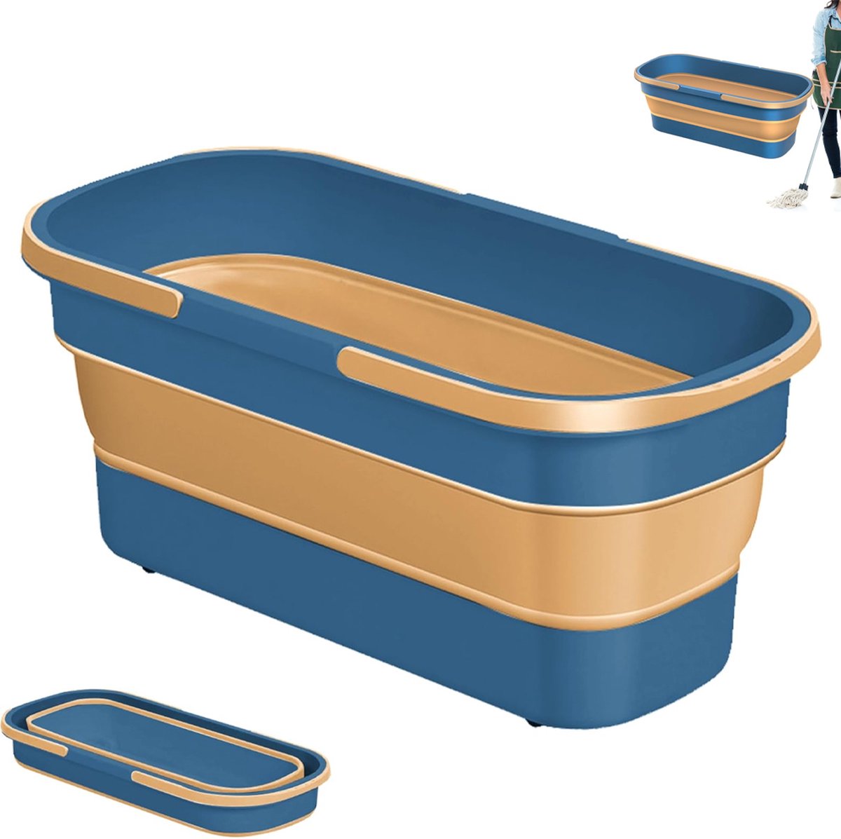Goedkoopste Mopemmer - Emmer - Huishoud Emmer - Vloer Reinigen/Dweilen - Draagbare Mopemmer - Sopemmer - Kunststof/Plastic Dweil Emmer - Schoonmaakartikelen - Platte Mopemmer - Opvouwbare - Ruimtebesparende - Met Hendel - Voor Grote Vloeroppervlakken - Blauw