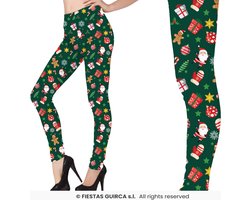 GUIRMA - Groene legging met kerstprint voor dames - L (40)