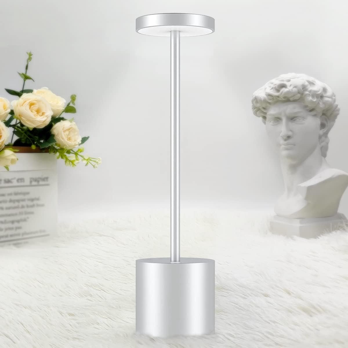 Lot De 2 Lampes De Table Sans Fil Rechargeables, Portables Et Rechargeables Avec Batterie De 5000 MAh, 3 Couleurs à Intensité Variable En Continu, Pour Extérieur/dîner/terrasse/restaurant (noir