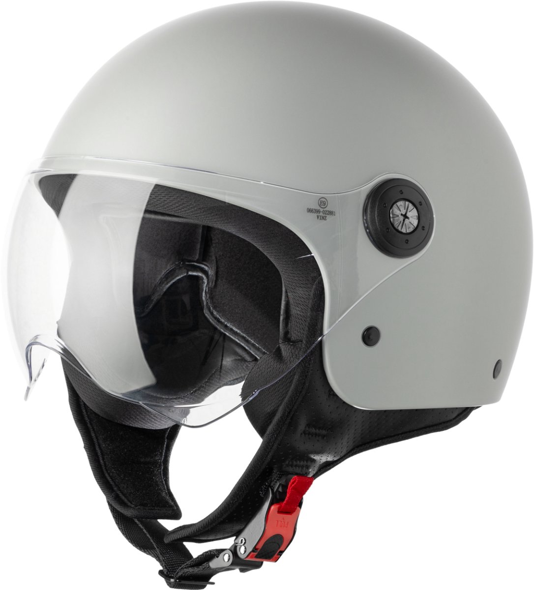 VINZ Duoro Jethelm met Vizier | Scooterhelm & Motorhelm & Brommerhelm & Snorfietshelm | ECE 22.06 goedgekeurd | Lichtgewicht 1100 gram | Inclusief Opbergzak | Mat Grijs - L