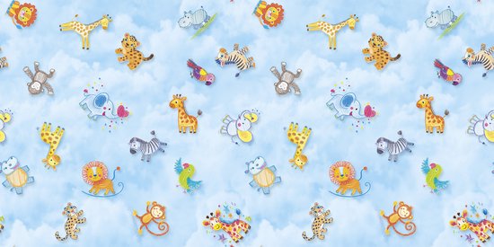 JYG Tapis de jeu en Vinyl ANIMALI 250x200cm - Antiallergique, facilement lavable et durable - Produit belge en Diverse tailles - Imprimé animal mignon pour chambres d'enfants et aires de jeux