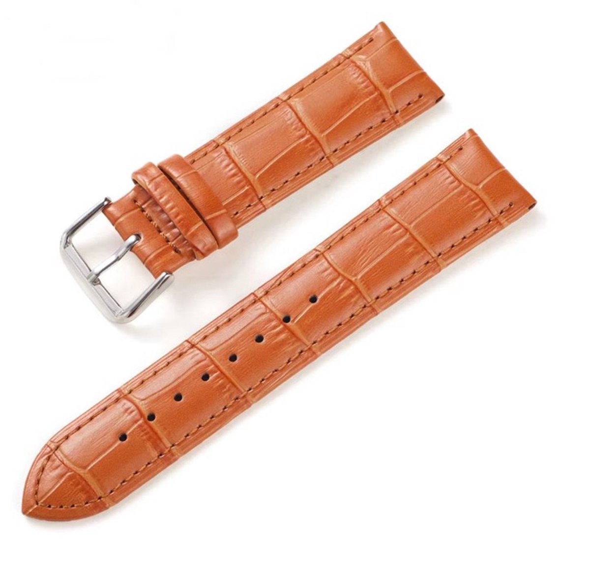 Actie4you® - Horlogebandje van Soepel Kalfsleder met Alligator Structuur - RVS Gesp - Horlogeband - 22MM - Licht Bruin