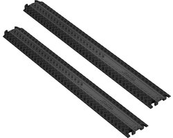 VEVOR Set Van 2 1-Kanaals Kabelbescherming Oprit Kabelbrug Van Tpr Slangbrug 100 X 13 X 2 Cm Overloopbeveiliging 907 Kg (Per As) Draagvermogen Kabeloprit Antislip Uitvoering Ideaal voor Parkeerplaatsen
