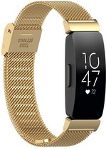By Qubix - Compatible Fitbit bandje - Geschikt voor fitbit Inspire 3 - Milanese band met klemsluiting - Goud