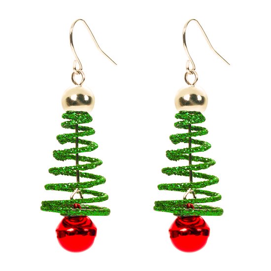 Marama - Boucles d'oreilles arbre de Noël - boucles d'oreilles femme - Noël - sans nickel - vert - rouge - argent - scintillant - boucles d'oreilles femme