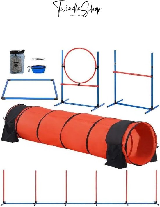 TwindleShop® Vevor - Honden Agility Toestellen set -Horde - Slalom palen - Honden Training & Behendigheids set - Hondentraining Set - Agility Voor De Hond - Honden Hindernissen - Honden Tunnel - Makkelijke Instalatie