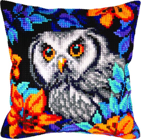 Collection D'Art - Borduurpakket Kussen Uil - Voorbedrukt canvas- 50.5433