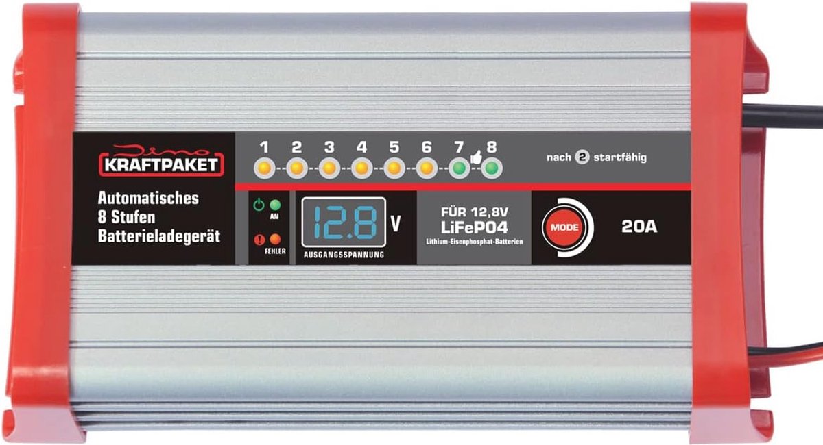 12V 20A acculader, 14,6V DC laadspanning, met Anderson connector, LED display, 0V activering, voor Lithium LiFePO4 deep cycle accu's van boten, campers | NL