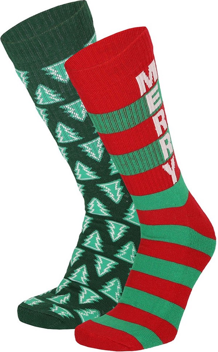 Morethansocks - Kerst sokken Unisex - 6-Pack - Multi Color - Maat 36/41 - Sportsokken kerst - kerstsokken dames - kerstsokken mannen