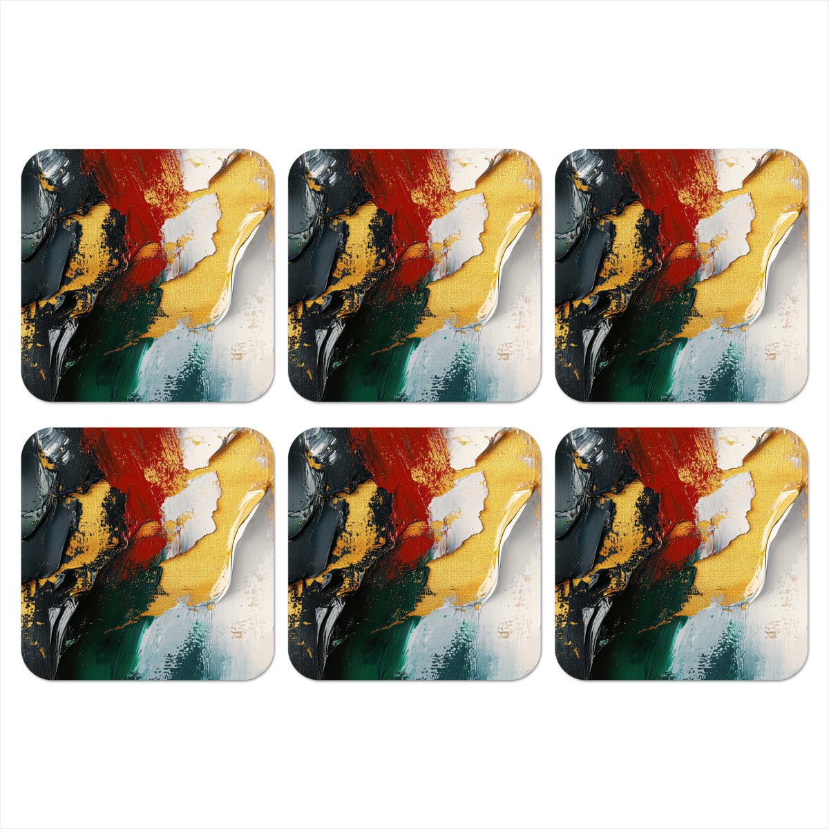 Onderzetters voor glazen - Modern - Kerst - Abstract - Goud - 10x10 cm - Glasonderzetters - 6 stuks