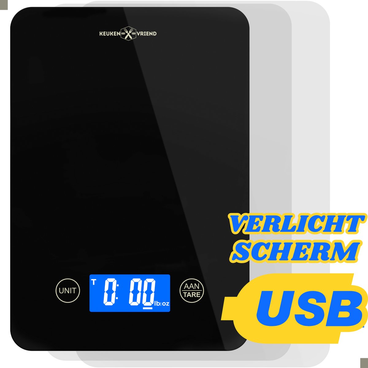 Keukenvriend © Keukenweegschaal - USB Oplaadbaar - Digitale keukenweegschaal - Kitchen scale - Weegschaal Keuken - Tare - Tarra Functie -Digitaal - Nauwkeurig - Nederlands merk