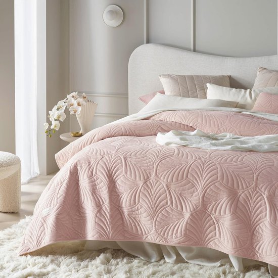 ROOM99 Feel Elegante sprei - Bedsprei van fluweel - Crème - 200x220 cm