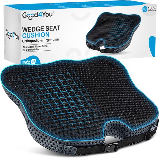 Good4You Coussin de siège orthopédique et ergonomique pour voiture et chaise de bureau - Coussin compensé - Coussin rebondissant - Travail à domicile