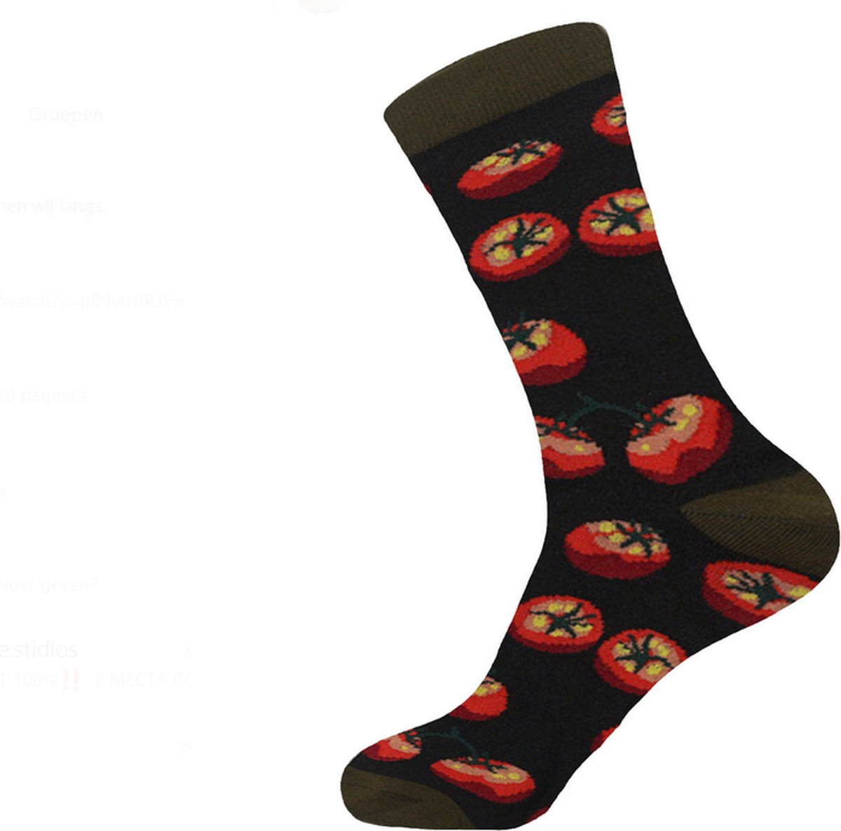 Sokken heren zwart - rood - leuke print tomaat - tomaten - 40 - 45 - cadeau voor hem - Kerst cadeau - vaderdag cadeau - verjaardagscadeau - gift