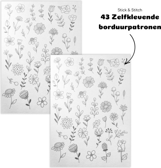 Crafsly oplosbare borduurpatronen - Stick 'N Stitch - Borduren op kleding en accessoires - Zelfklevende borduurpatroon - Geschikt voor borduren en punch needle