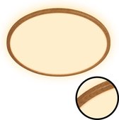 BRILONER Tava Wood - LED Plafonniere met houtlook - plafondlamp met Indirect licht - warm wit licht - Ø42cm - 22W