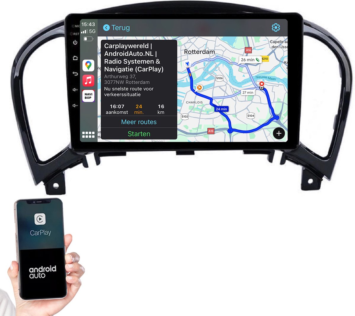 9-Inch Android Autoradio | CarPlay & Android Auto | Geschikt voor Nissan Juke 2010-2019