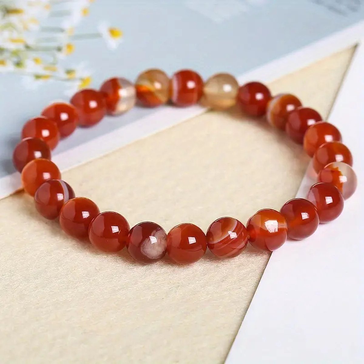Edelsteen armband Sardonyx 8mm 18 cm