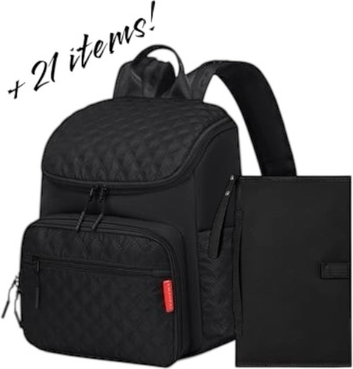 Goedkoopste Jaxx -zwart-Luiertas-inclusief 21 essentiele benodigheden-Luiertas Rugzak–kinderwagen haken-geisoleerde flessenvakjes-Luiertassen-Verzorgingstas–Luier Organizer-Kraamcadeau–Kraampakket-Kraampakketten-Baby Cadeau-Kraamkado meisje-Kraamkado jongen