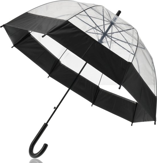 Paraplu transparant zwarte rand -Helder uitzicht regenparaplu - Doorzichtige paraplu -bruidsparaplu lichtgewicht