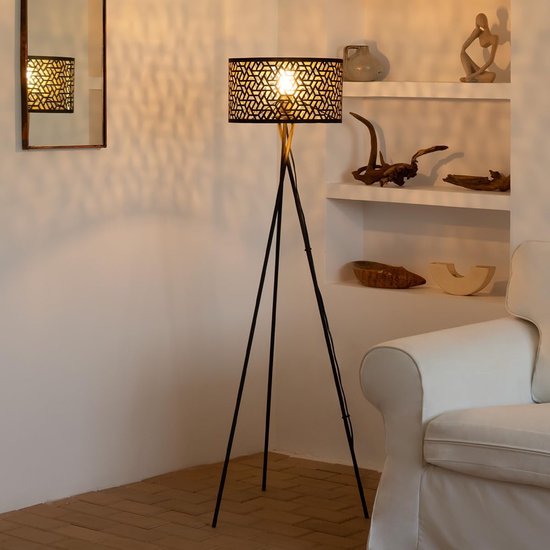 B.K.Licht Industriële vloerlamp - Zwart staande lamp - Draaibaar - E27