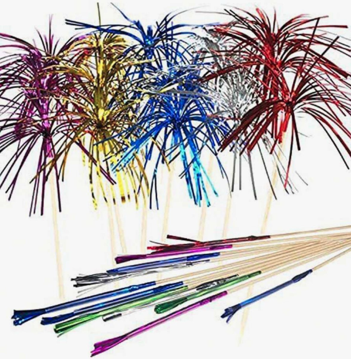 Vuurwerk cocktailprikkers - verschillende kleuren - hapjes prikkers - oud en nieuw - 10 Stuks
