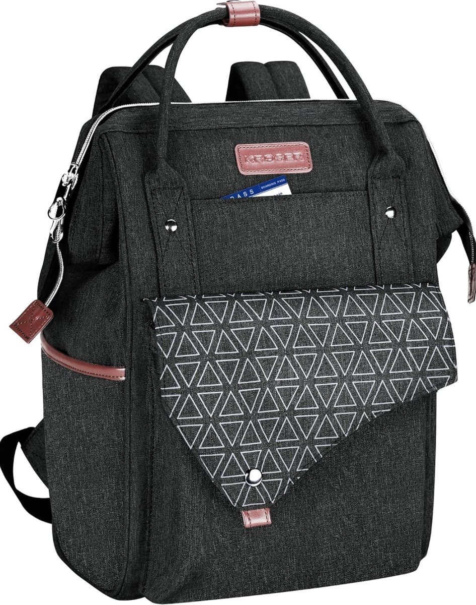 Kroser 15.6 inch Laptoptas - lichtgewicht Schoudertas - Handtas - Waterbestendig - Rugzak - USB Poort - Dames - Heren - Uniek Design - Zwart