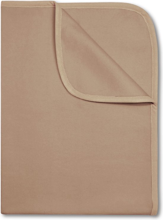 Beige ledikantdeken van Mingle Moose, 100x150 cm, met afgeronde hoeken.