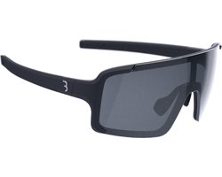 BBB Cycling Chester Narrow Fietsbril Heren en Dames - Sportbril Voor Smal Gezicht - Wielrenbril Met Grote Lens - Rubberen Pootjes - Mat Zwart Smoke - BSG-73