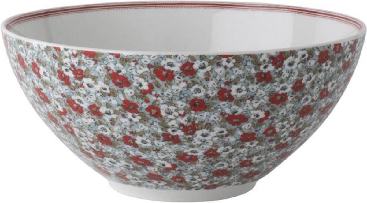 Laura Ashley - Stockbrigde Collections - Bowl - Kom - Rood / Wit - Diameter 17 cm