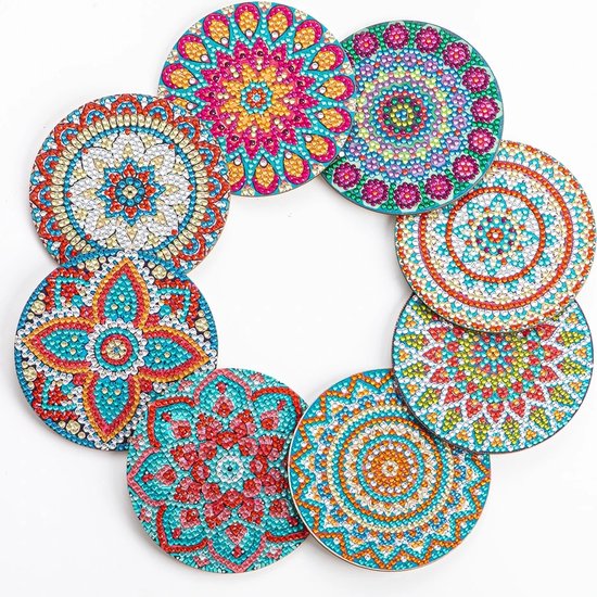 Diamond Painting onderzetters Vogeltjes (8 stuks Diamond Painting onderzetters Vogeltjes (8 stuks