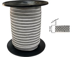14 mm optrekband voor rolluik of zonwering op rol 50 meter - kleur zwart/wit