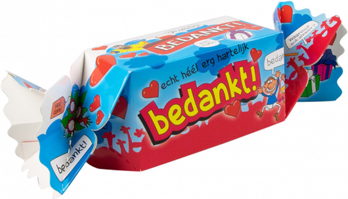 Snoeptoffee - Bedankt - Gevuld met luxe verpakte toffees - In cadeauverpakking met gekleurd lint