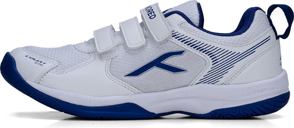 Hundred Court Star Non-Marking Badminton Schoenen voor Jongens (Wit Marineblauw Lichtgewicht X-Cushion Bescherming Geschikt voor Binnen Tennis Squash Tafeltennis Basketbal & Padel Vaderdagcadeau