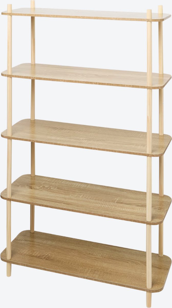 Vonkinka Boekenkast, 4 niveaus, boekenkast, 125 cm, staand rek, rek voor woonkamer, slaapkamer, kinderkamer, zwart (met installatievideo