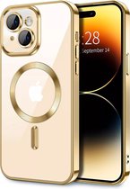 TG Techgrip - Coque pour iPhone 13 Compatible Magsafe Or - Coque arrière avec protection en verre pour caméra HD 9H intégrée - Coque Or pour iPhone 13