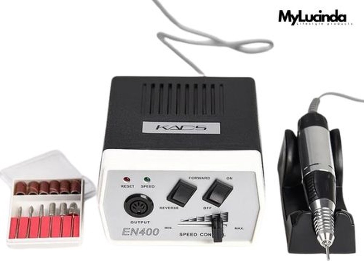 Mylucinda® - Elektrische Nagelvijl Machine - Nagelfrees - Manicure en Pedicure Gereedschap - Inclusief 6 Opzetstukken - Zwart