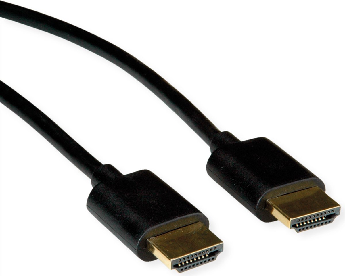 ROLINE HDMI HighSpeed kabel met Ethernet, Slim, M/M, zwart, 3 m