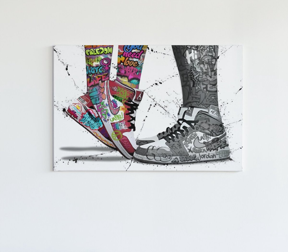 Canvas Schilderij - Graffiti - Nike - 60x40x2 cm