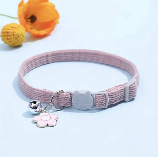 Hunter Kattenhalsband Cotton Stripes Roze
