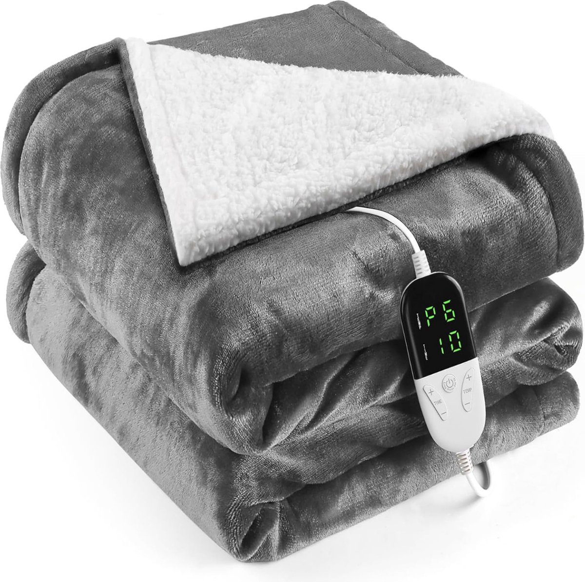 MKSS® Elektrische Deken 2 Persoons - Warmtedeken Elektrisch - Extra Zacht - Grijs
