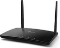 Zwarte TP-Link AC1200 Dual Band Gigabit Router met twee antennes en indicatielampjes.