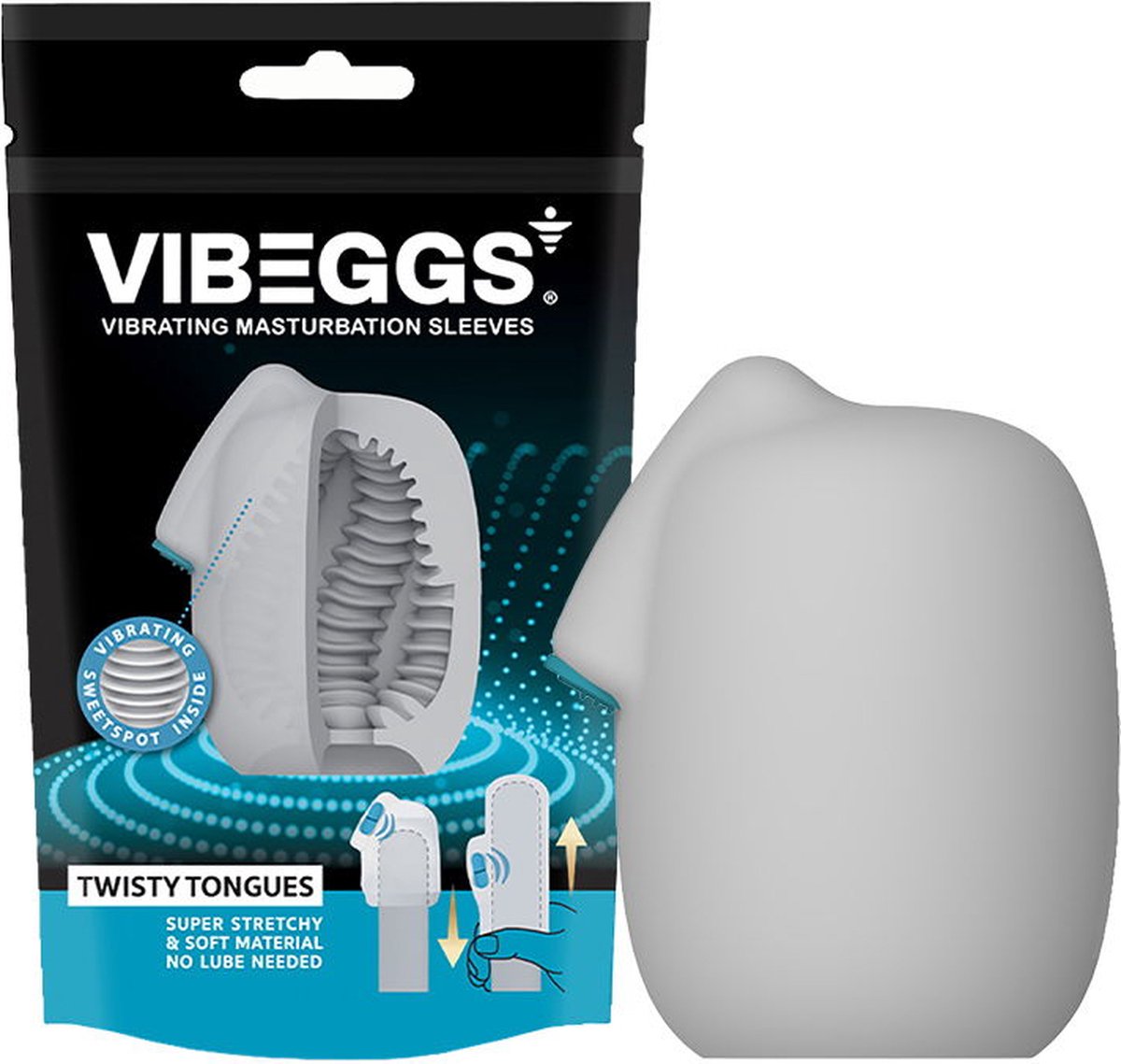 Goedkoopste VIBEGGS - Twisty Tongues - Vibrerende Masturbatie Sleeve èn Vinger Vibrator - Wit