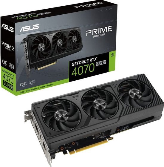 Videokaart – ASUS Prime – NVIDIA GeForce RTX4070 SUPER O12G – 12GB – GDDR6X – PCIe 4.0 – 1x HDMI 2.1a – 3x DisplayPort 1.4