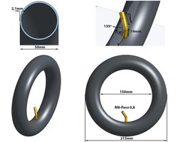 Binnenband met 45° ventiel | 8½×2 inch (216×50 mm) | Elektrische step | Xiaomi, Dualtron, Ninebot & meer | Accessoires | Kinderwagen