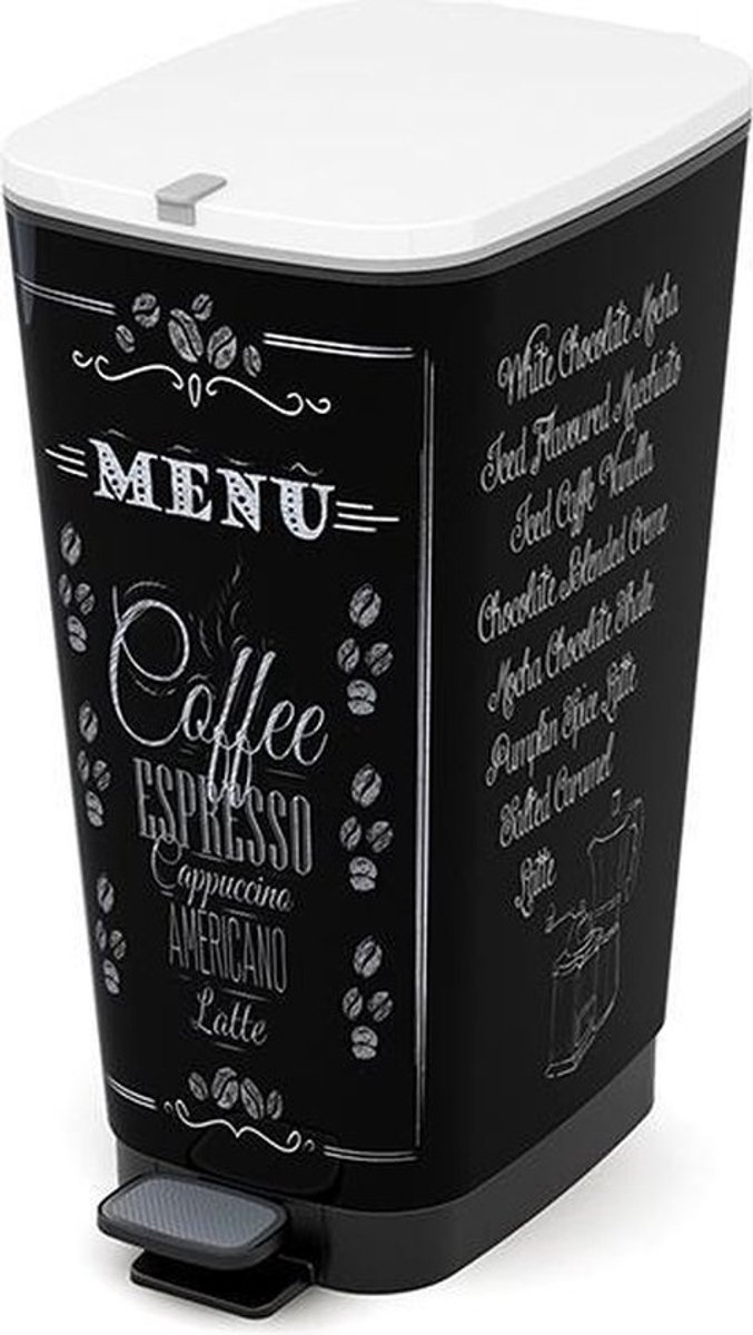 Kis Chic Bin Coffee Menu Prullenbak - 50 l - zwart