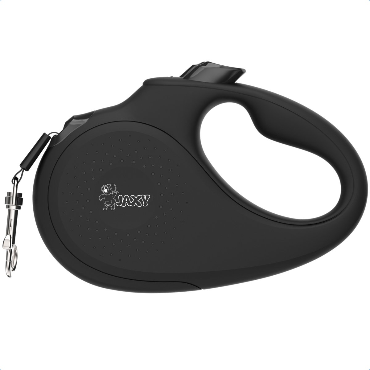 JAXY Hondenriem - Looplijn Hond - Rollijn Hond 5 Meter - Honden tot 25kg - Honden Riem - Middelgrote Honden - M - Zwart