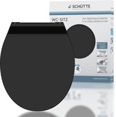 Bol.com SCHÜTTE WC-Bril 82710 SLIM BLACK - Duroplast - Super Dun - Soft Close - Afklikbaar - RVS-Scharnieren - Belastbaar tot 17... aanbieding