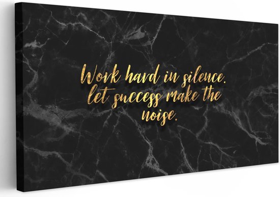 Canvas schilderij - Gouden quote 40x20 - Kamer decoratie accessoires - Schilderijen woonkamer zwarte marmer - Wanddecoratie slaapkamer goud - Muurdecoratie keuken - Wall decoration - Wanddoek interieur binnen - Woonaccessoires